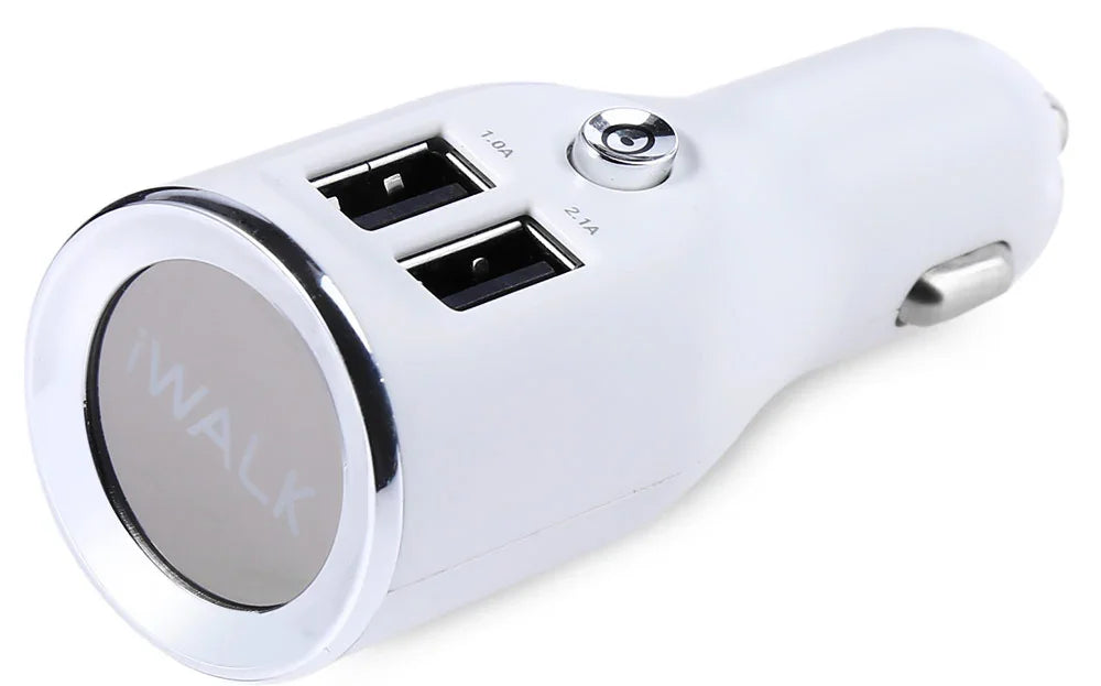 iWalk Dual Usb Car Charger - White - Tashqila iWalk Dual Usb Car Charger - White - Tashqila